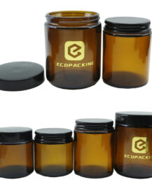 100g-500g Amber Wide Glass Jars with Black Lid for Candles Food Eye Drops & Skin Care Cream