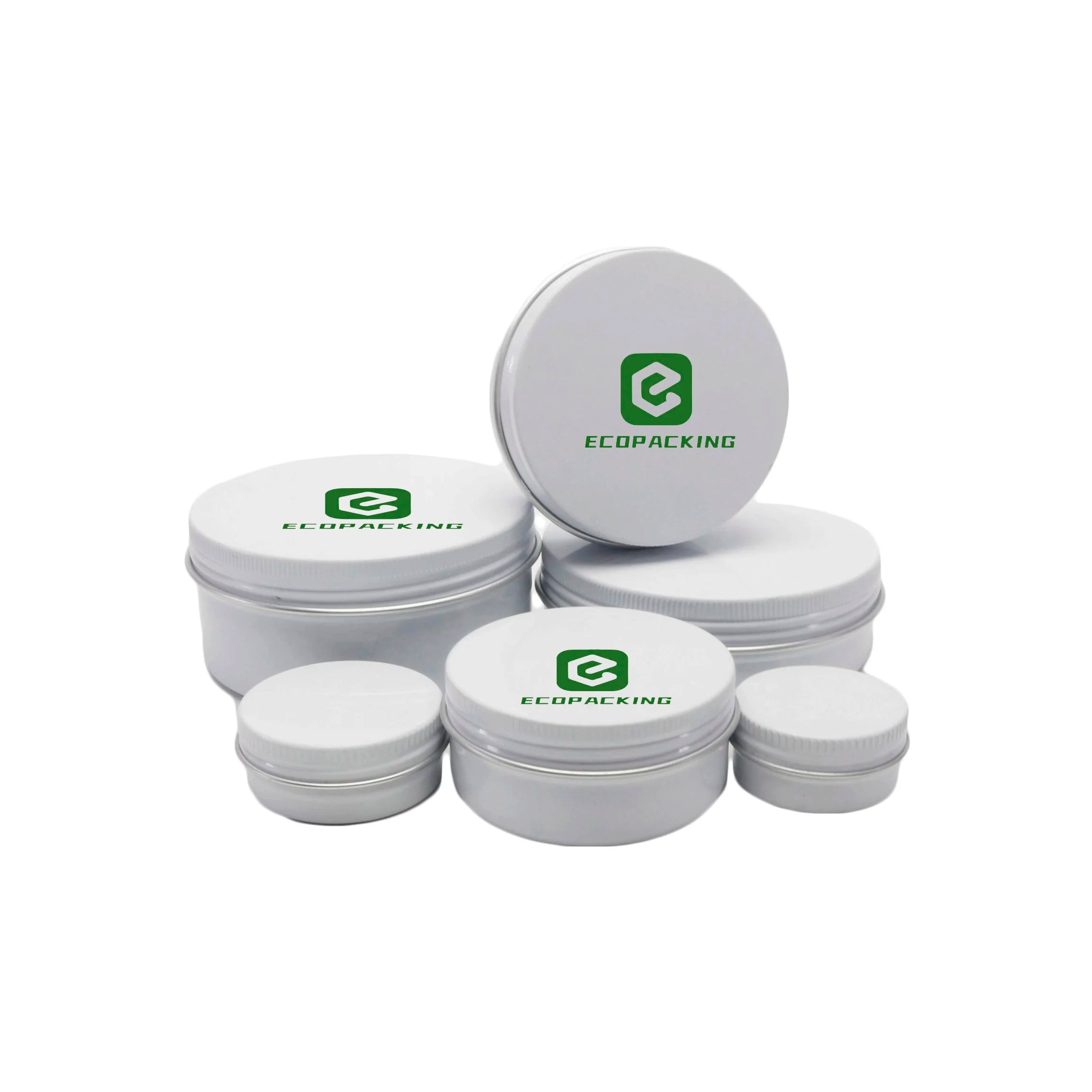 logo Printed 10ml 15ml 30ml 50ml 60ml 80ml 100ml White Aluminum Tin Jar for Lip Balm Body Scrub Cream - 图片 4