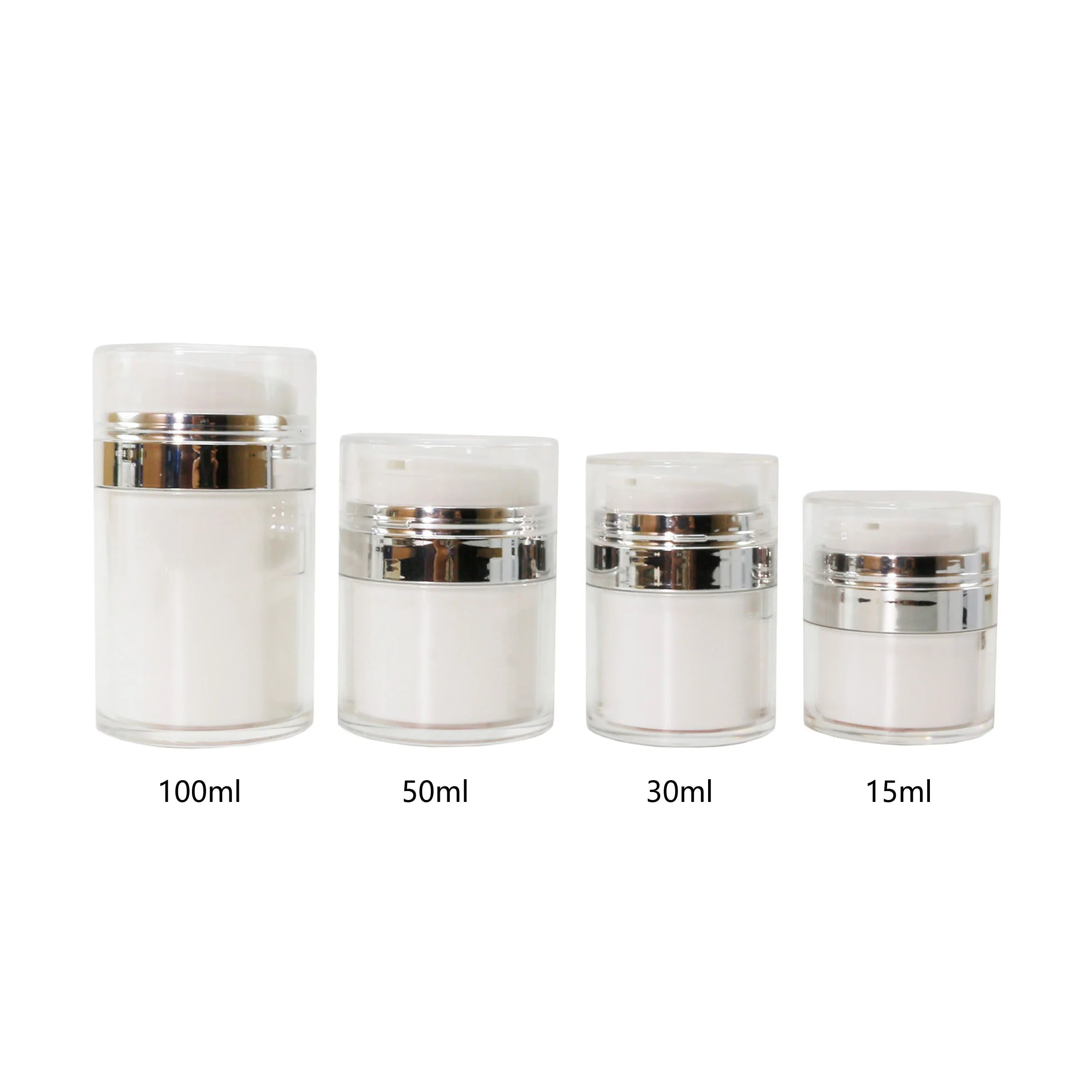 Custom Empty 15ml 30ml 50ml 100ml Press Airless Cosmetic Facial Packaging Plastic Airless Pump Cream Jar - 图片 2