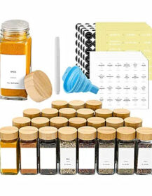 Eco-friendly Glass Storage Containers Empty Spice Jars Set for Kitchen Seasoning Jar With Wooden Lid R888