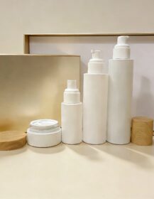 20g/30g/50g White Wood Grain Glass Lotion Pump Bottles for Eye Cream & Cosmetic Jars