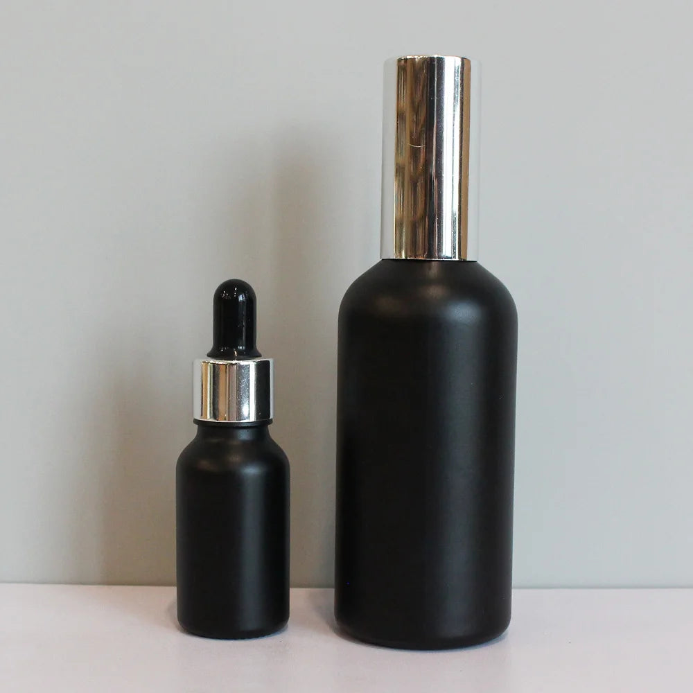 Custom 10ml 15ml 20ml 30ml 5ml Glass Spray Bottle Serum Bottle 1oz 2oz Empty Essential Oil Matte Black Glass Dropper Bottle - 图片 5
