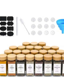 4oz 120ml Empty Square Salt Pepper Storage Seasoning Containers Metal Shaker Spice Bottles Spice Glass Jars With Wooden Lid