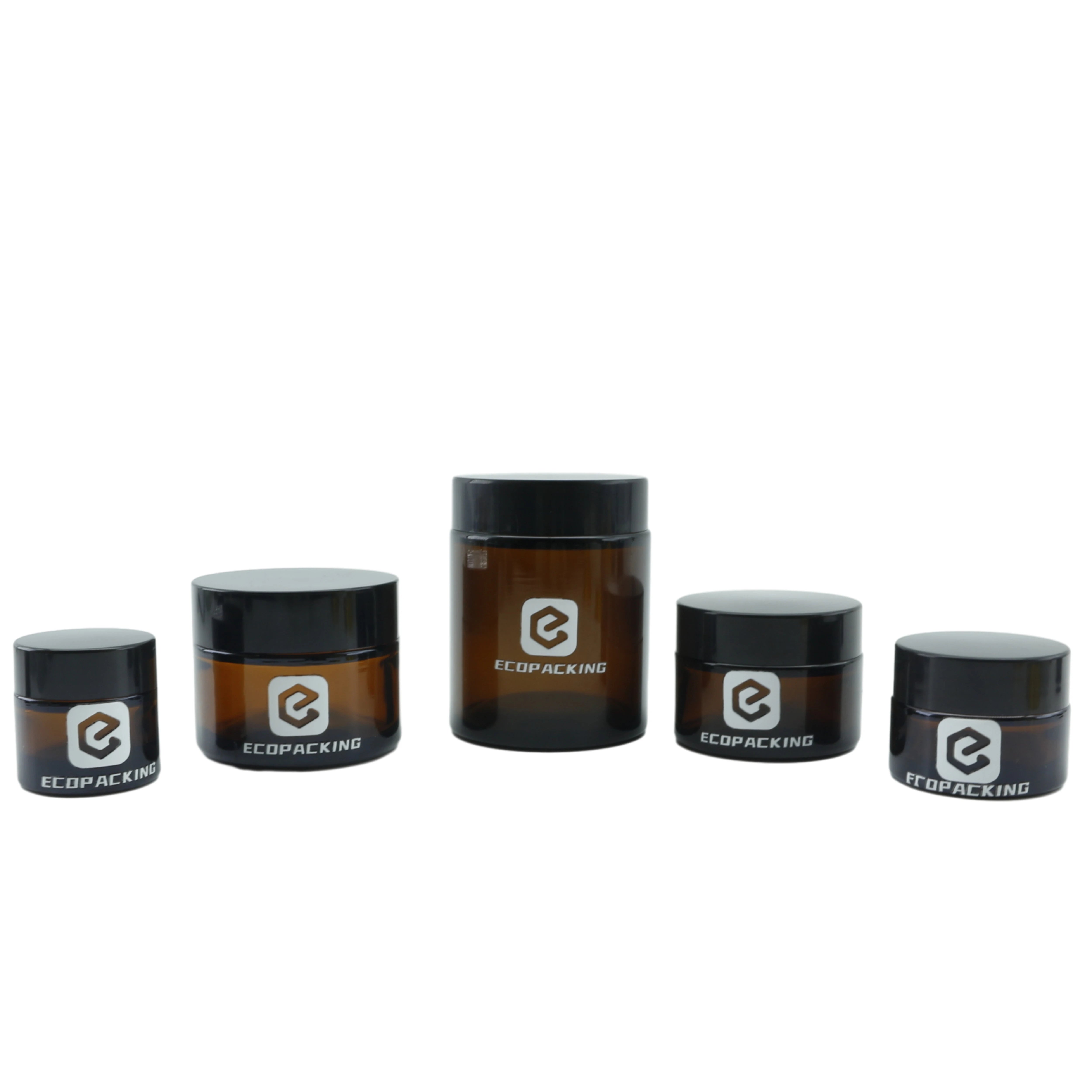 Wholesale 1oz 2oz 3oz 4oz 8oz Amber Cosmetic Cream Glass Jar Bottles with Lid and Inner Liner - 图片 4