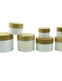 Empty Natural Cosmetic White PPJar Body Butter Plastic Cream Jar with Bamboo Lid 30g 50g 100g 200g 250g