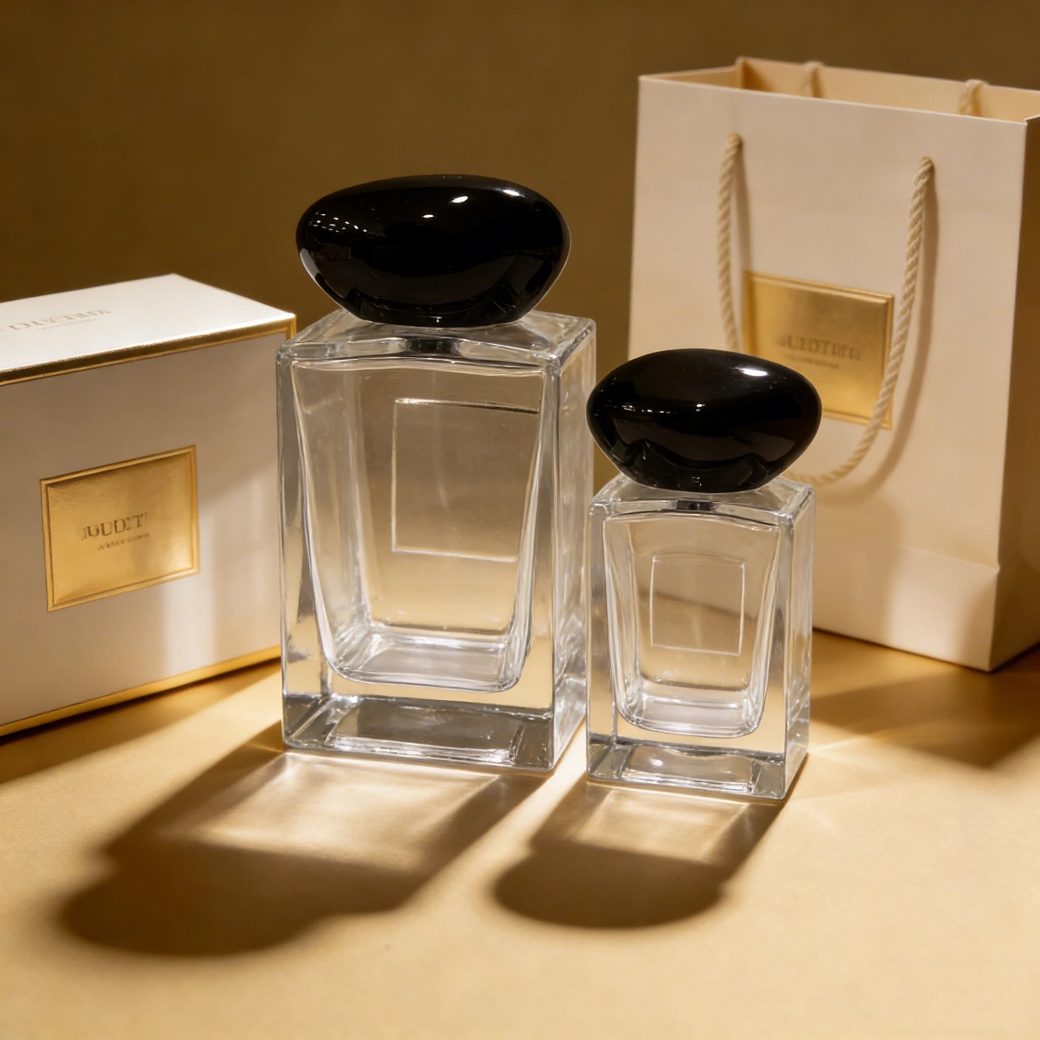 Custom Empty Luxury Perfume Container Spray 30ml 50ml 100ml Thick Bottom Glass Square Perfume Bottle with Black Cap - 图片 5