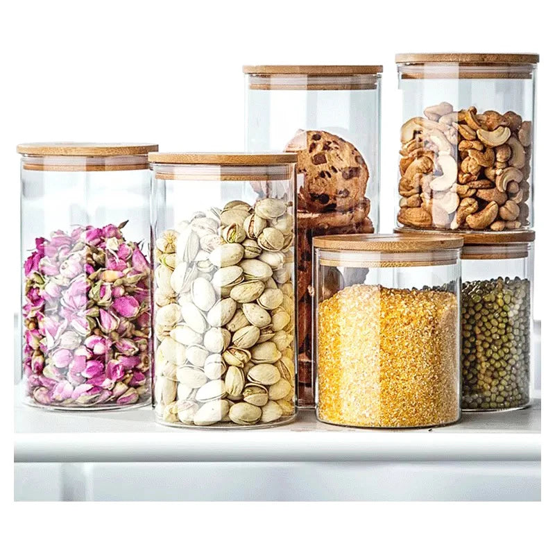 Wholesale Empty Kitchen Glass Storage Jar with Bamboo Acacia Lid for Food Saffron Tea Coffee Packaging - 图片 4