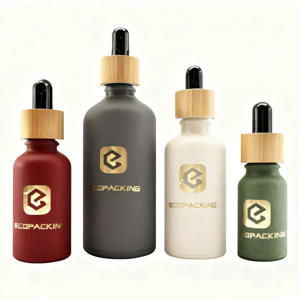 30ml Frosted Glass Dropper Bottle with Bamboo Pipette Amber & Blue Colors Customizable for Essential Oil Eye Drops & Mascara - 图片 4