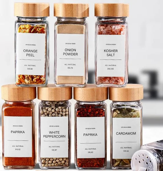 Custom Kitchen Seasoning Bottles 4oz 120ml square Spice Glass Jars with Lid - 图片 3