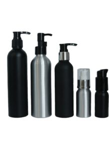 empty cosmetic 30ml 50ml 100ml 250ml aluminum fragrance oil bottles with lotion pump for hand soap