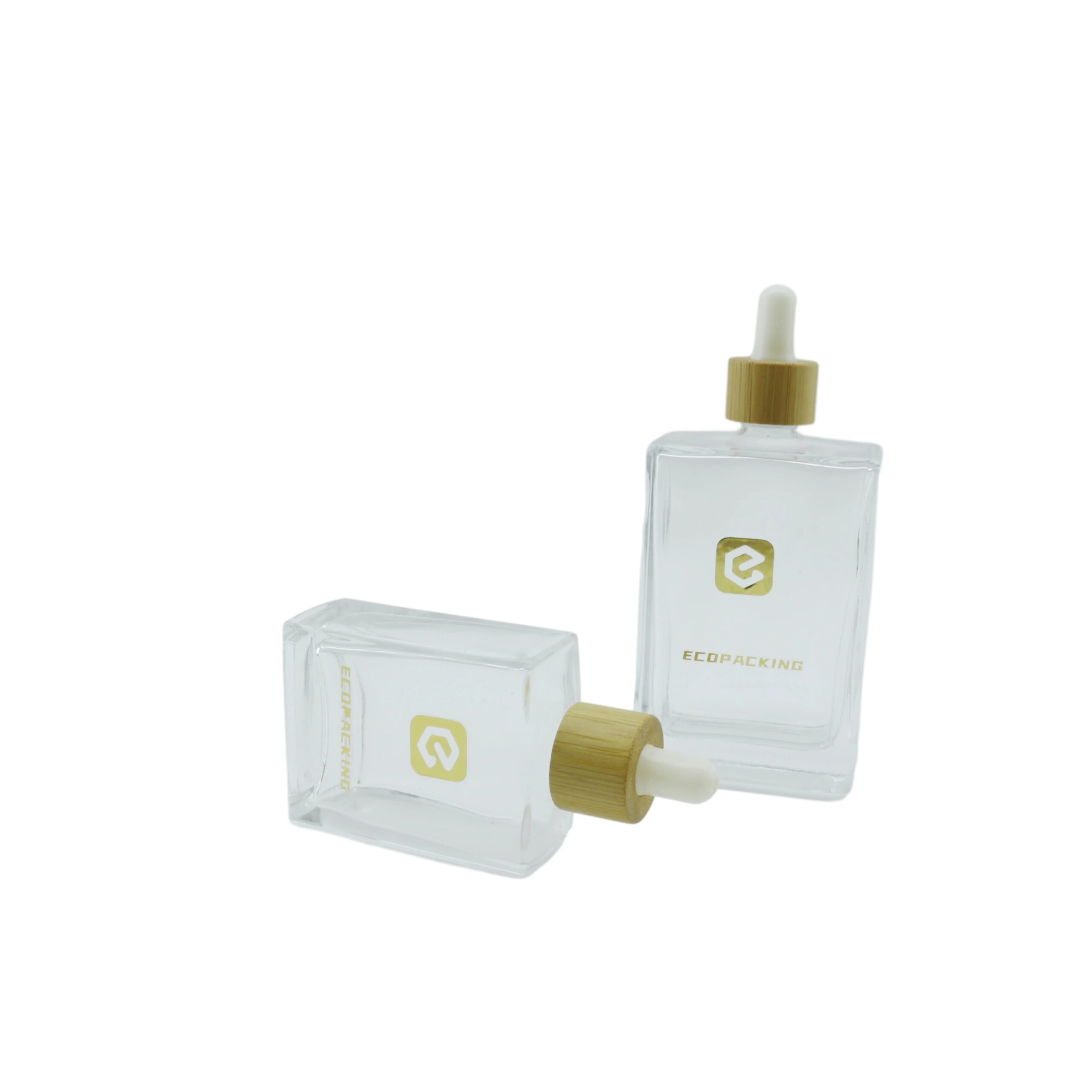 100ml clear square Serum Glass Bottle Essential Oil Cosmetic Glass Dropper Bottle
