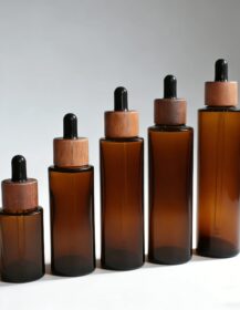 Dark Amber Dropper Bottles Brown Glass  Bottles with Bamboo Eye Droppers Lid for Essential Oils  Leakproof  Cosmetic Bottles
