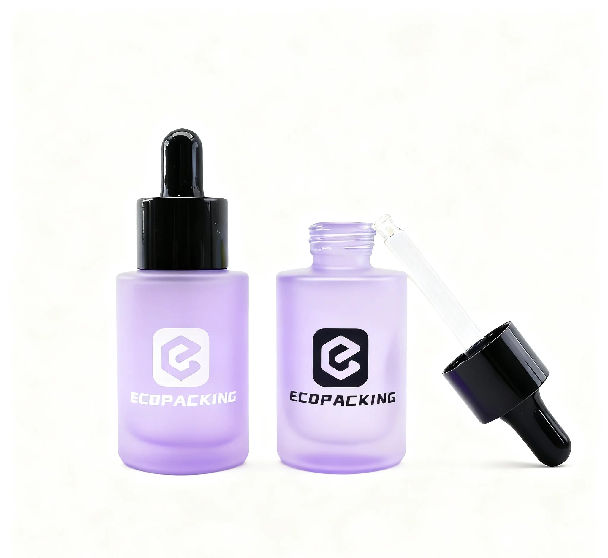 30ml Flat Shoulder Cosmetic Glass Oil Bottle Dropper Skincare Packaging Custom Essential Oil Bottle - 图片 6