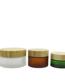 Bamboo Cosmetic Packaging 30g 50g 100g Glass Jar 30ml 50ml 100ml 120ml Frosted Glass Bottle with Bamboo Lid