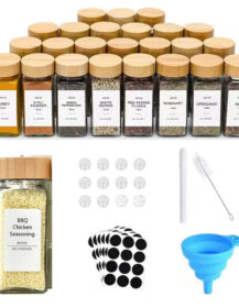 In Stock 24PCS/Box Bamboo Top 4oz 120ml Spice Container Glass Seasoning Jars