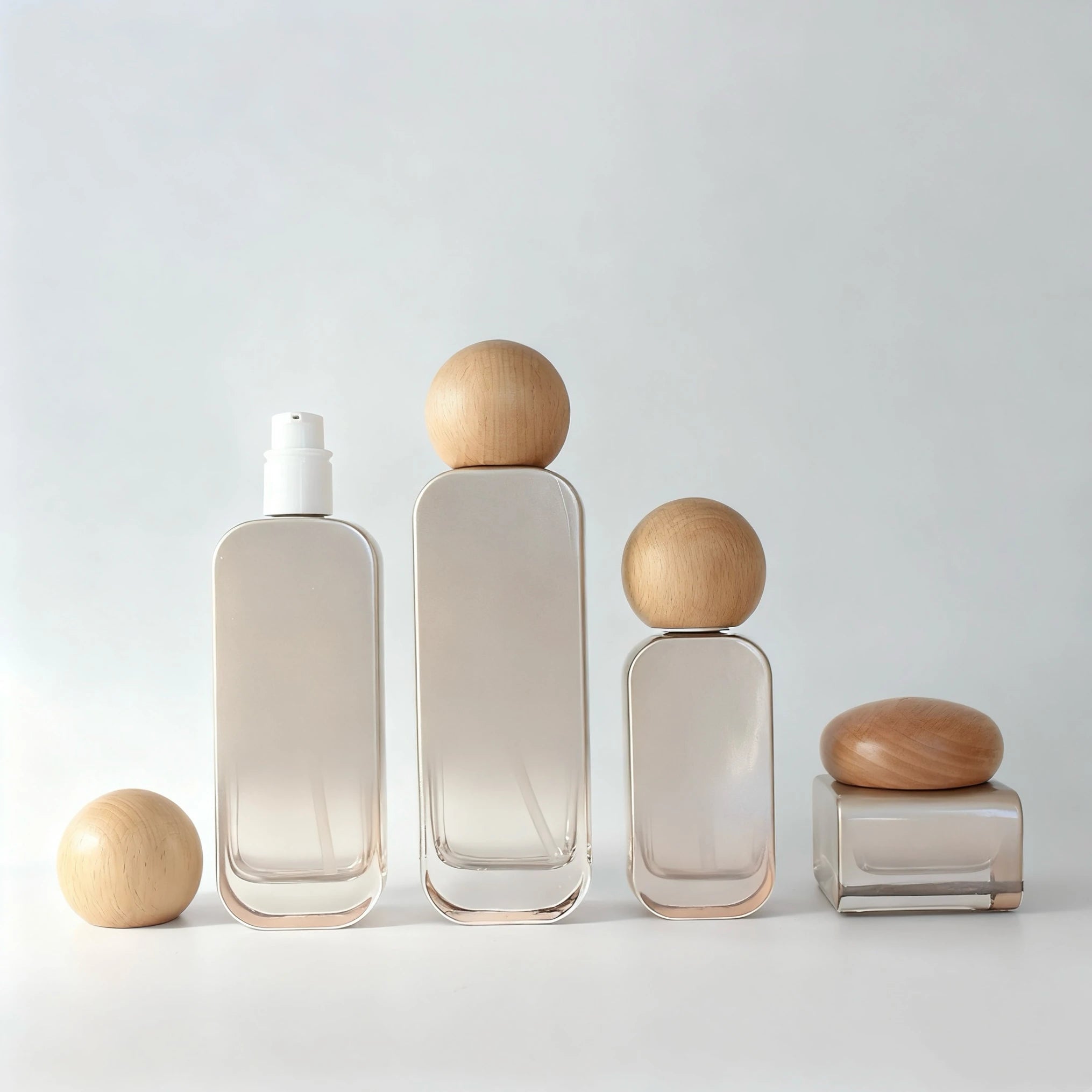 Custom Color 20ml 30ml 50ml 100ml 120ml Pink Glass Serum Body Lotion Skincare Glass Pump Bottles Glass Cream Jar Sets - 图片 6