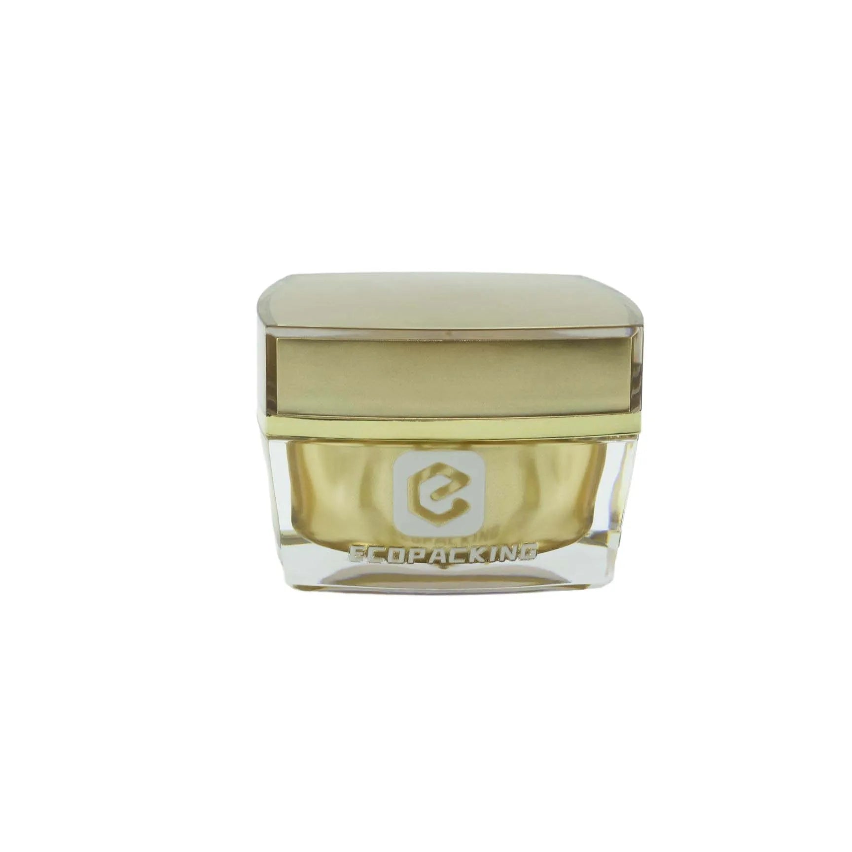 Luxury 15ml 30ml 50ml 100ml square Plastic Face Cream Jar of Acrylic Cream with Gold Lids - 图片 2