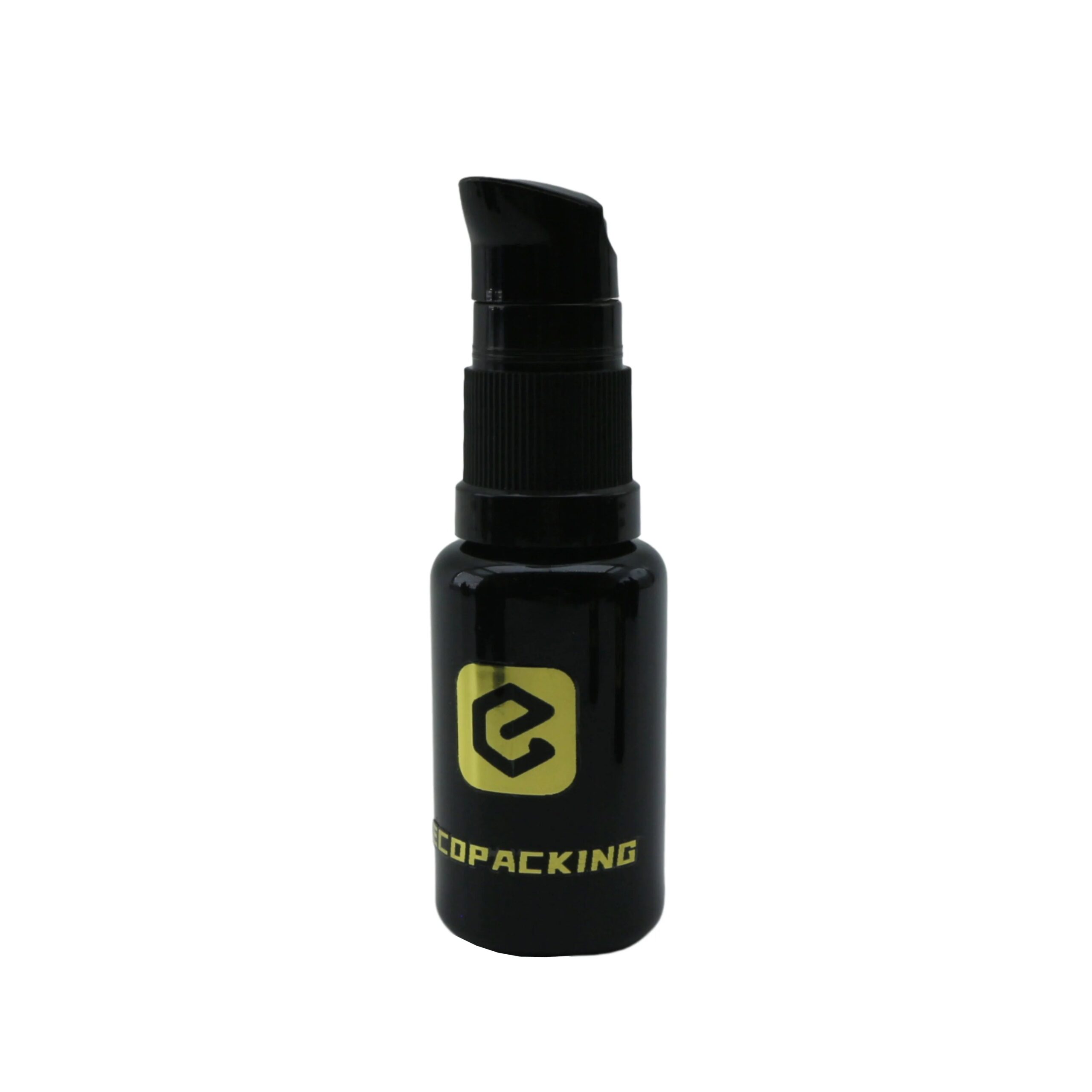 Luxury 15ml 0.5oz Round UV Violet Black Glass Pump Bottle for Serum