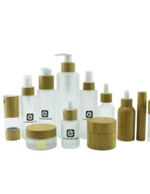 Bamboo Cosmetic Packaging 10ml 30ml 50ml 100ml 200ml Frosted Glass Dropper Spray Pump Bottle Bamboo Bottle Jar with Bamboo Lid