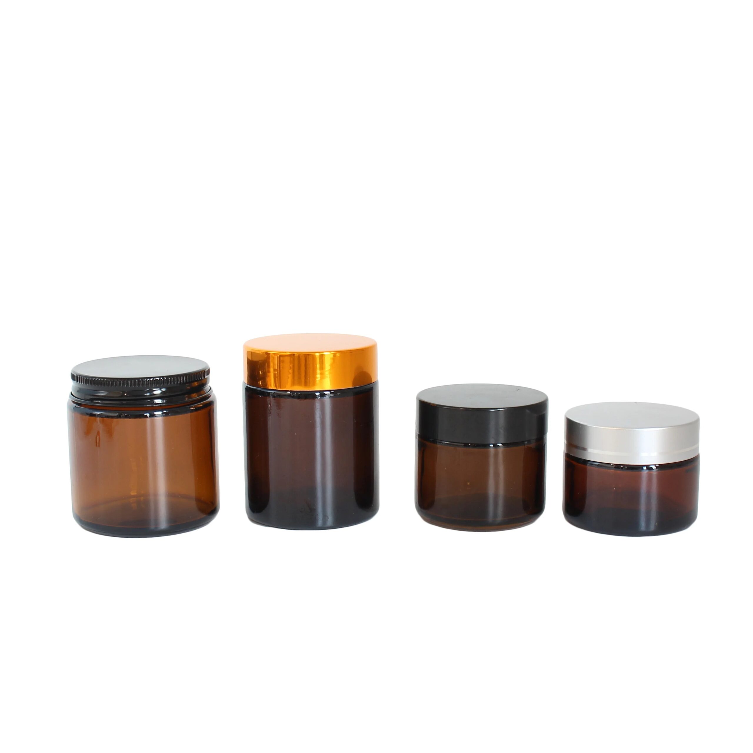 Stock Cosmetic 5g 10g 15g 20g 30g 50g 60g 100g 2oz 4oz Amber Glass Cream Jar With Gold Black Lid Skincare for Packaging M888 - 图片 2