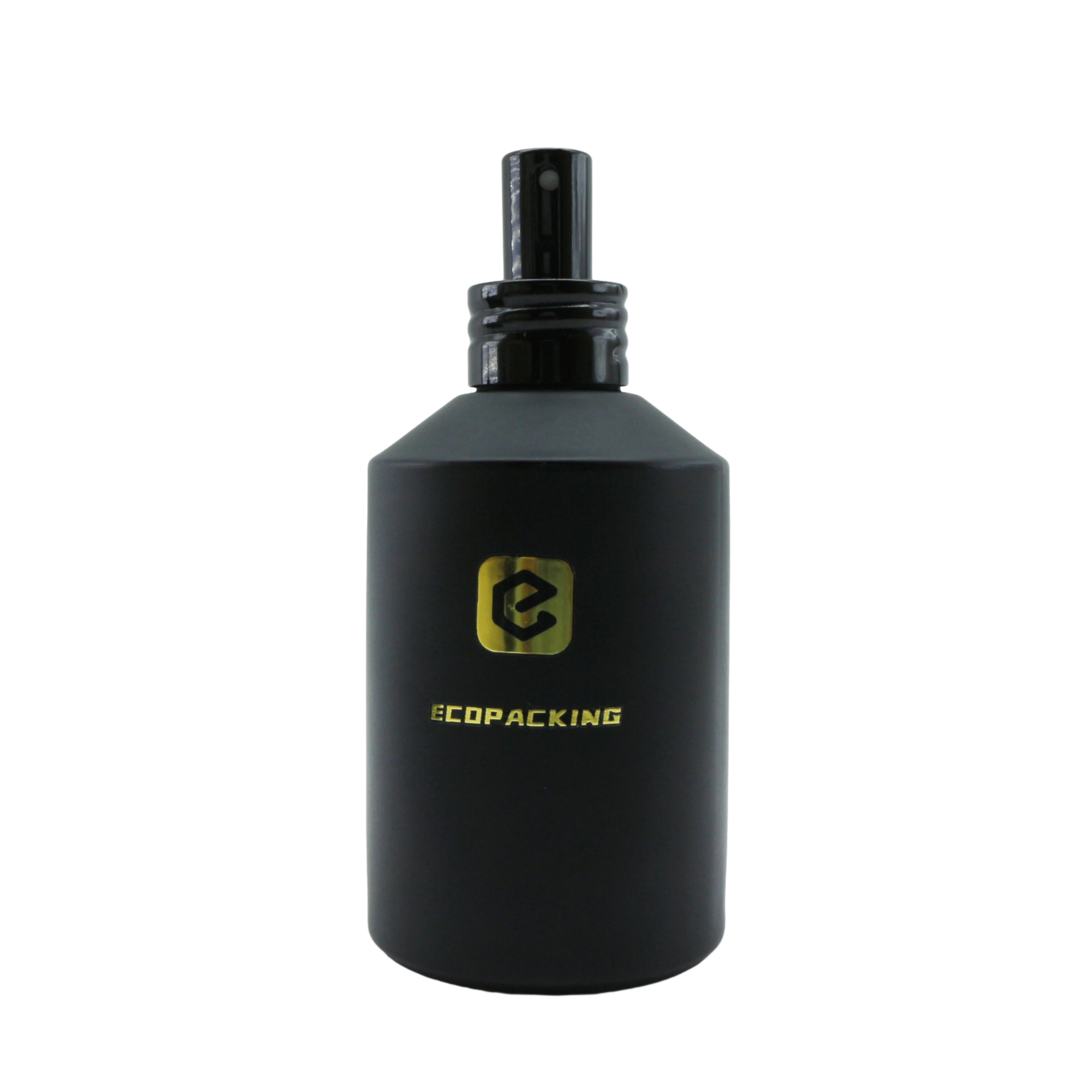 Matte Black Frosted Glass Oil Serum Lotion Bottle with Pump Dropper Spray Cosmetic Luxury Packaging Set for Skin Care - 图片 3