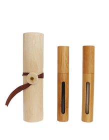 Bamboo Cosmetic Unique Lip Gloss Empty Tubes Container with Wooden Box Packaging
