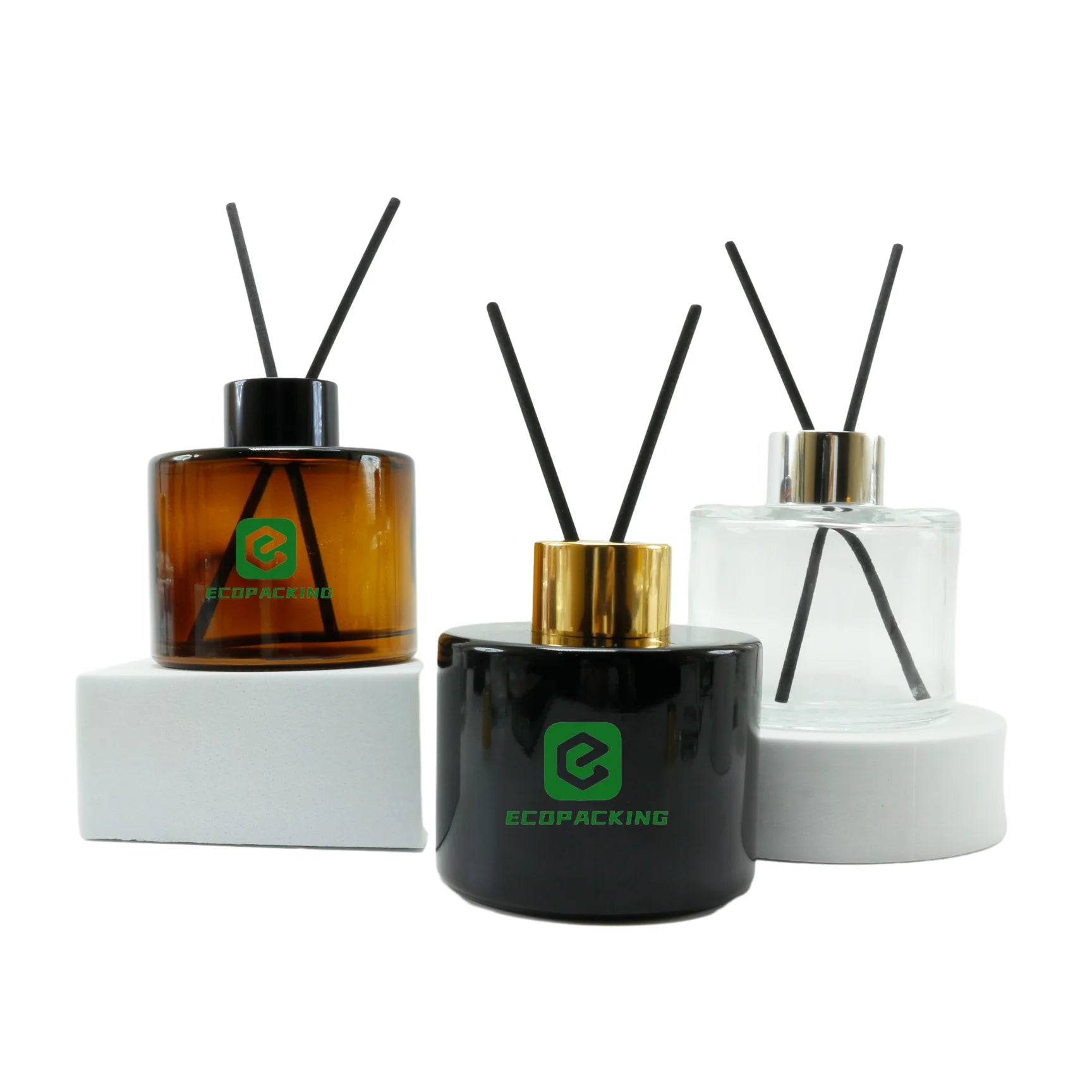 Factory Custom Essential Oil Perfume Aromatherapy Glass Bottle 100ml Round Amber Reed Diffuser Bottle Aroma