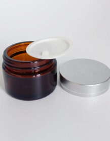 Empty 50ml Amber Glass Jars with Lids for Skin Care Creams Wholesale Empty Glass Packaging for Sample Creams