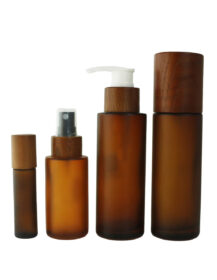 Luxury Cosmetic Packaging Frosted Amber Essential Oil Serum Lotion Glass Pump Sprar Bottle for Skin Care