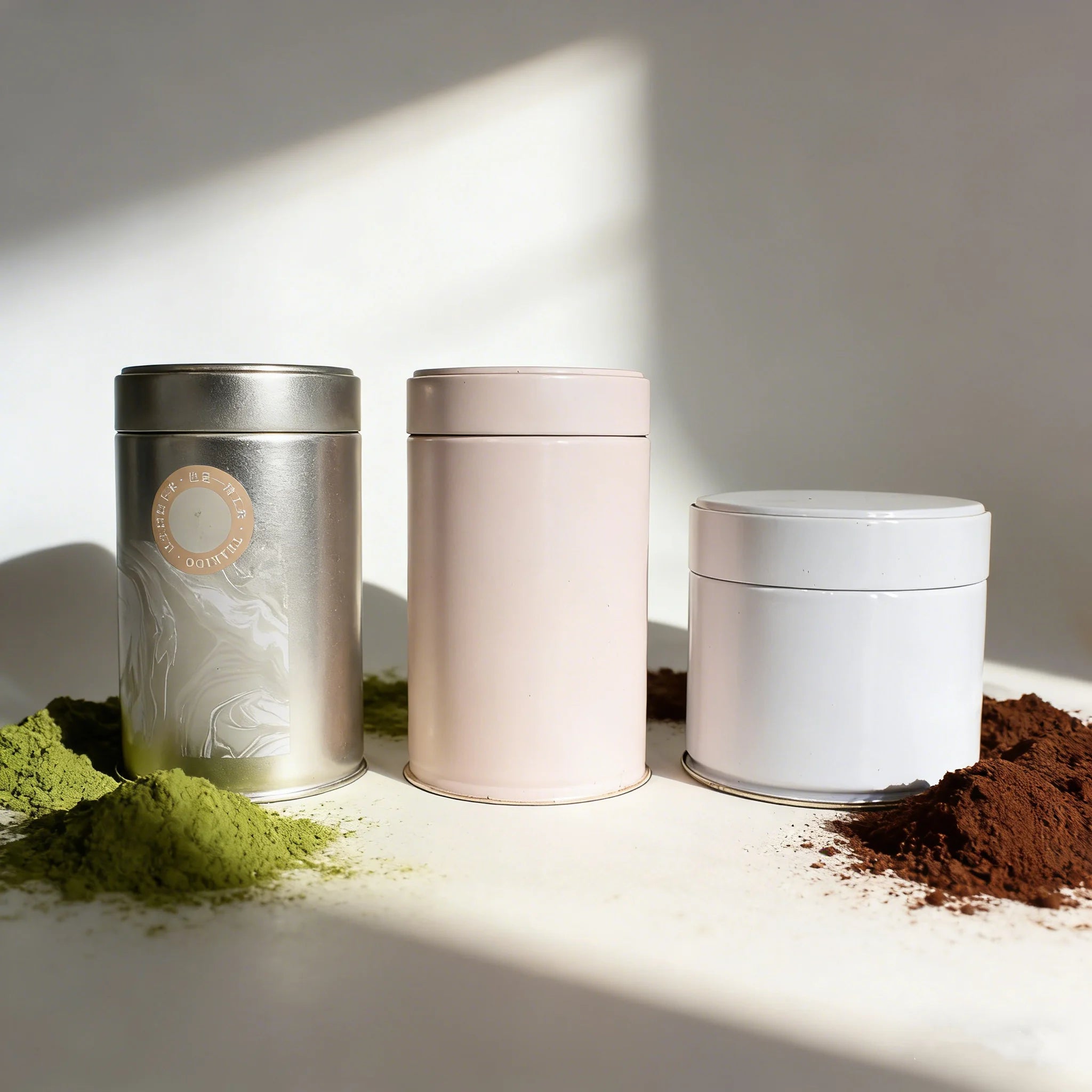 Customized Empty Food Grade 30g 50g 100g Matcha Tin Can Eco Friendly Coffee Bean Jar Seal Airtight Matcha Powder Tin Container