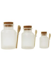 Empty Frosted 100ml 200ml 300ml Bath Salt Cosmetic Plastic Jar and Bottle with Spoon