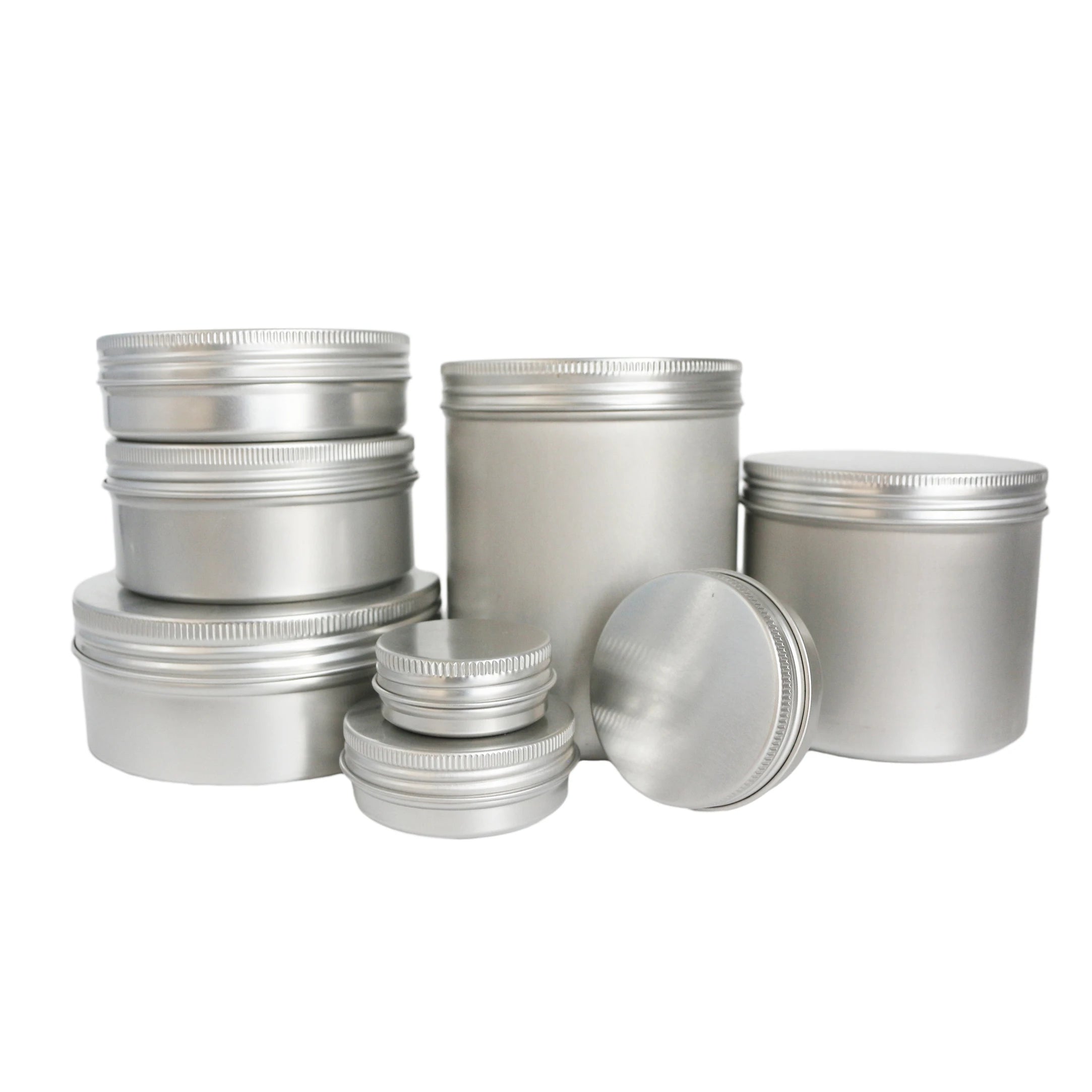 5ml 10ml 15ml 20ml 30ml 50ml 100ml 150ml 200ml 250ml Empty Cosmetic Silver Metal Aluminum Candle Cream Tin Jar for Body Butter - 图片 5