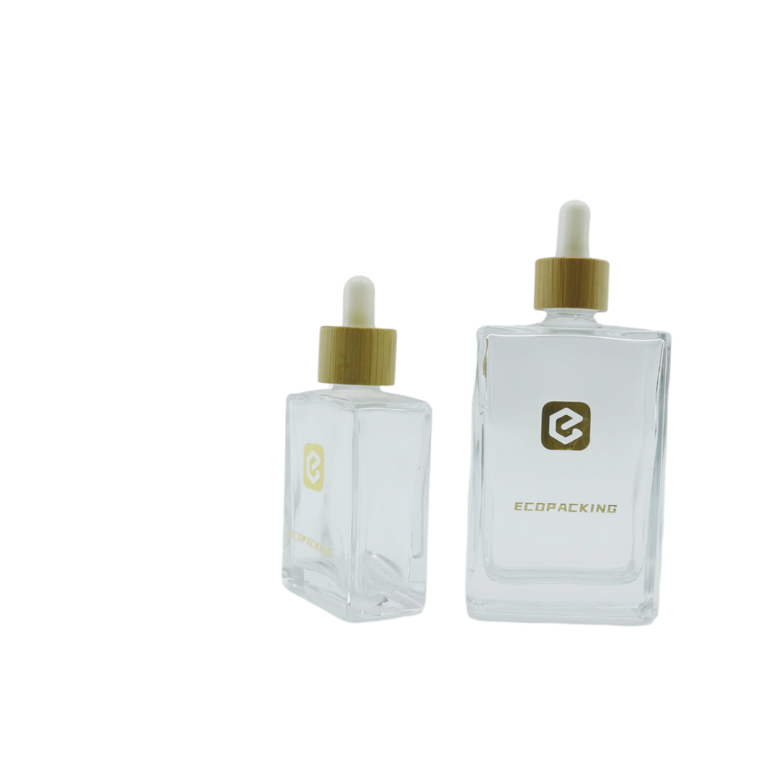 100ml clear square Serum Glass Bottle Essential Oil Cosmetic Glass Dropper Bottle - 图片 2