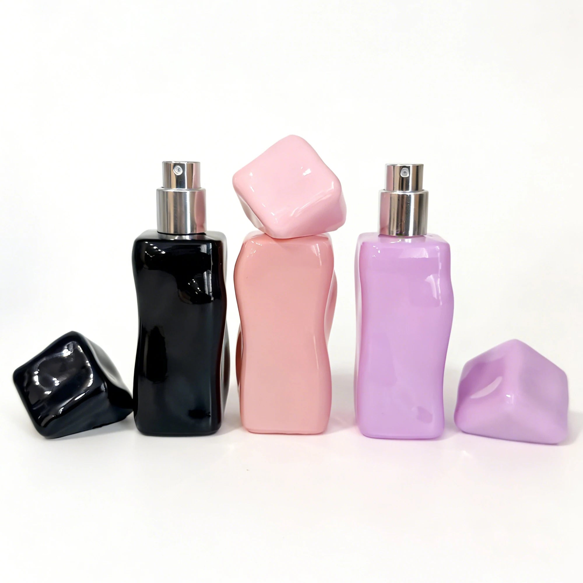 Top Grade 1oz 30ml Frost Matte Finish Pink/Purple/Black Irregular Perfume Bottle Stone Lid Portable Refillable Fragrance Bottle - 图片 6