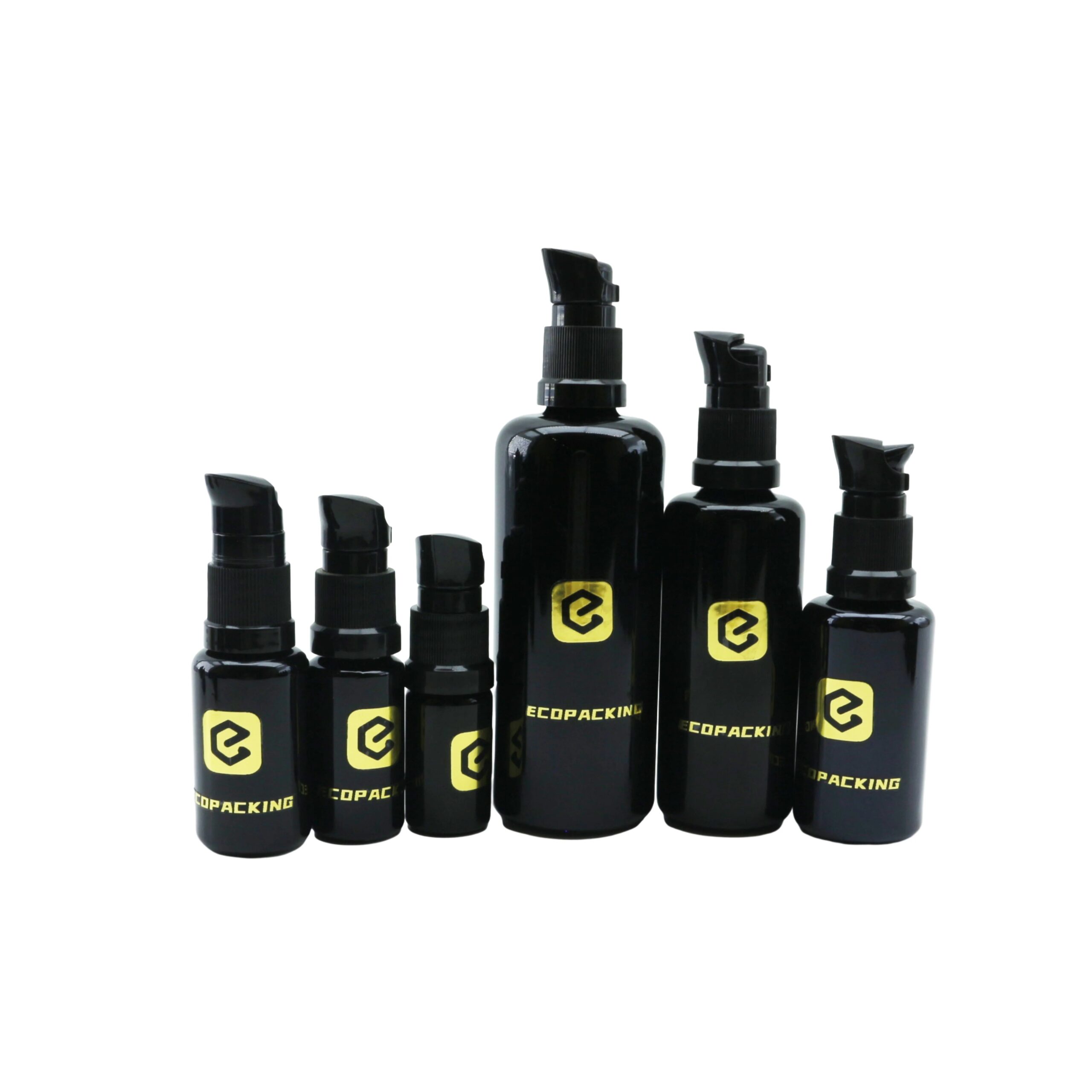 5ml 10ml 15ml 30ml 50ml 100ml 200ml Lotion Pump Cosmetic Glass Bottle Dark Violet Uv Black with Pump Dropper Spray for Oil - 图片 2