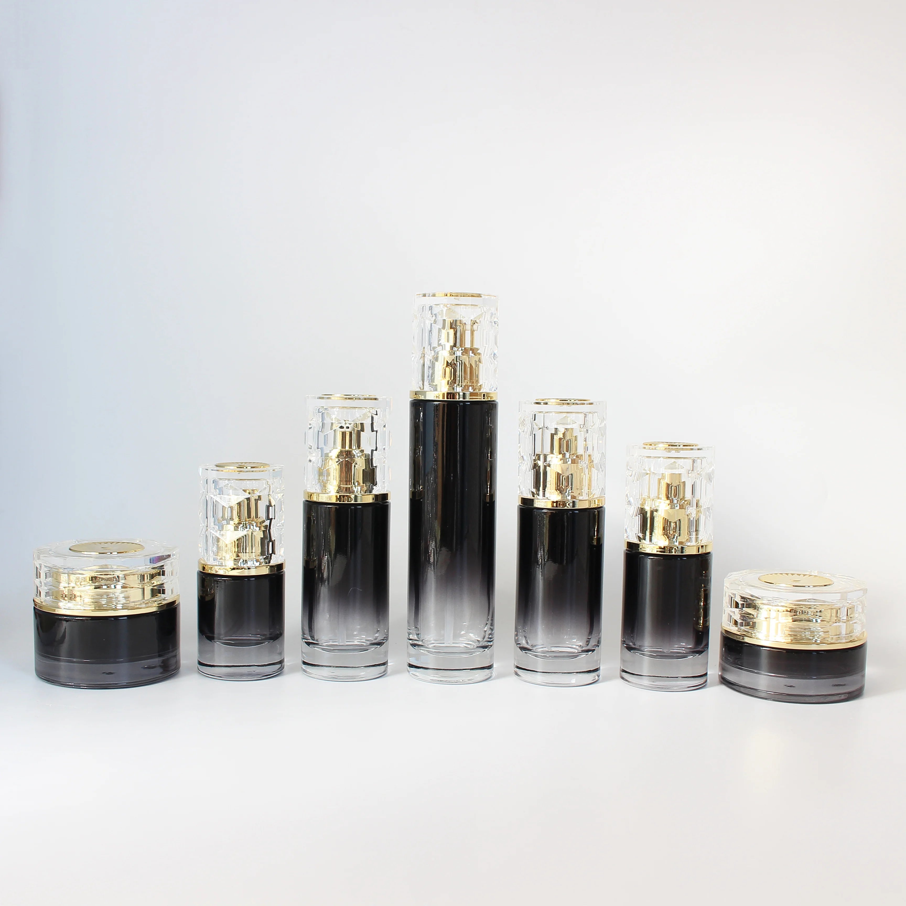 20ml 30ml 50ml 100ml 120ml Luxury Cosmetic Set Custom OEM Essential Oil Lotion Pump Spray Glass Bottle Glass Jar with Gold Cap - 图片 5