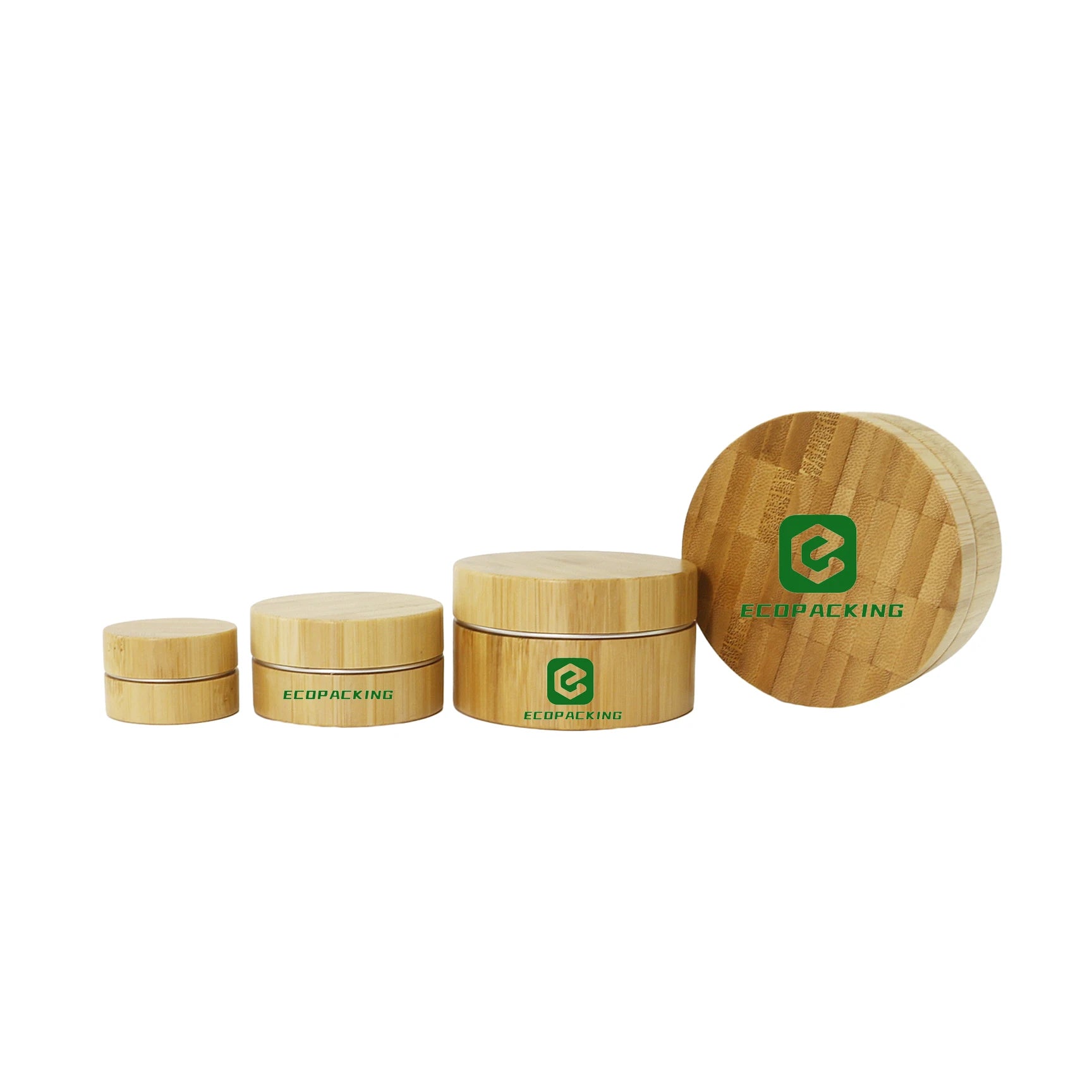 Round Metal Engrave Aluminium Cosmetic Jar Bamboo Aluminum Tins Can Food Candle Containers With Lid - 图片 2