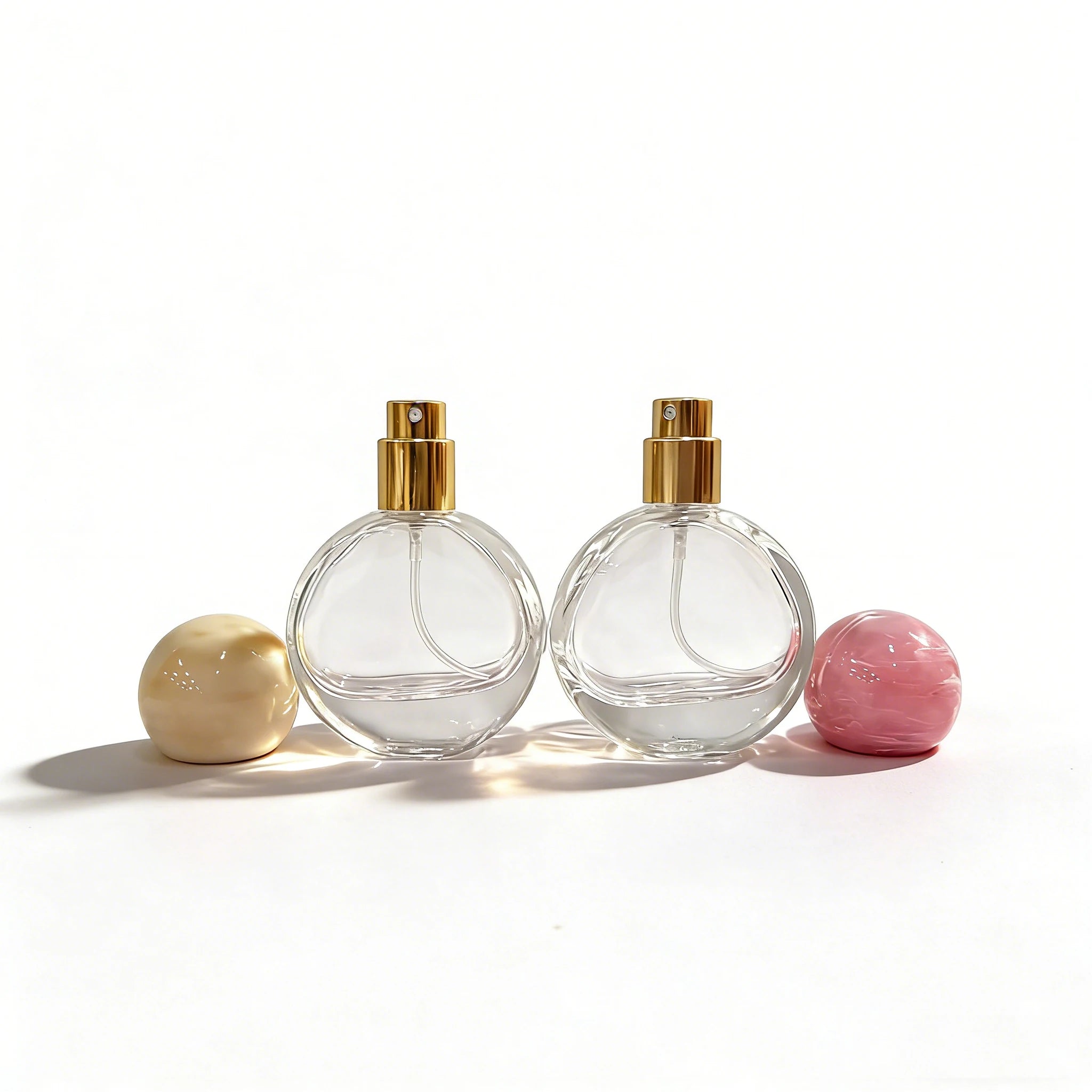 High Quality Transparent Empty Portable Perfume Atomizer 25ml Oval Shape Perfume Glass Bottles with Ball Cap - 图片 3