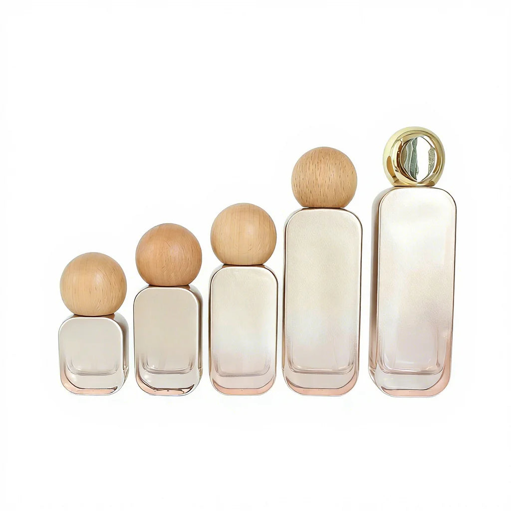Gold Cosmetic Packaging Set 30ml 50ml 100ml 120ml Luxury Glass Lotion Pump Serum Bottle 30g 50g Square Face Jar with Bamboo Lid - 图片 5