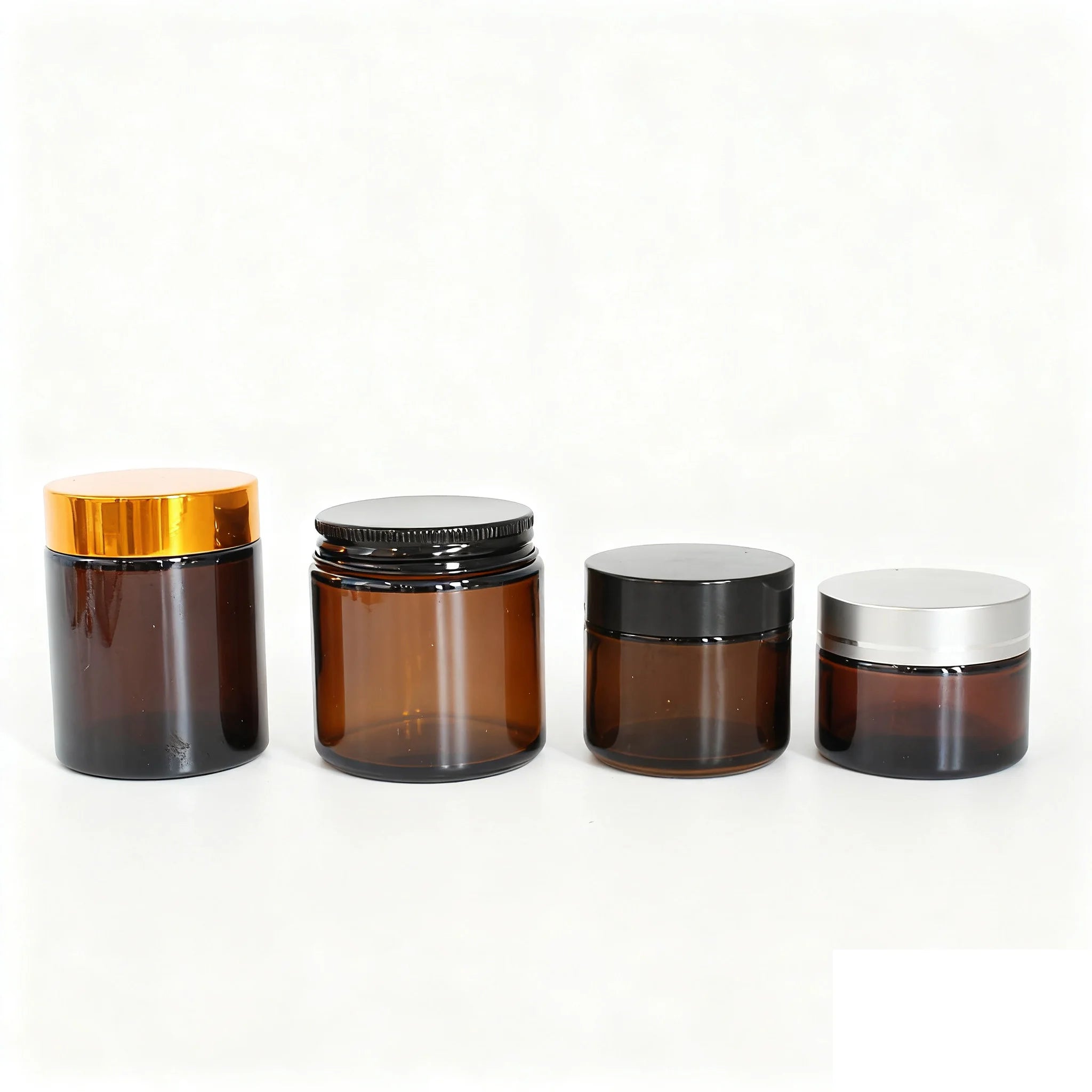 Wholesale 1oz 2 oz 3oz 50 ml 100 ml Amber Cosmetic Cream Glass Jar With Lids and Inner Liner - 图片 4