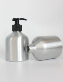 Empty Round 8oz 250ml Short Aluminum Bottle with Lotion Shampoo Pump for Skin Care Packaging