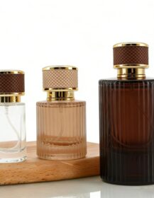 Round Glass Perfume Bottle 30ml 50ml 100ml With Crimp Pump Sprayer Fine Mist Atomizer Empty Packaging