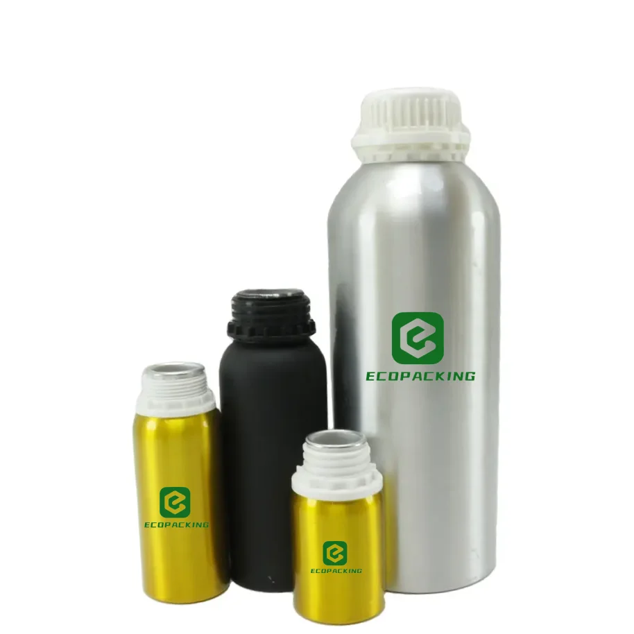 Hot Sale Aluminum Bottle 250 ml 500 ml 1000 ml 1 L Matte Black Empty Metal Aluminum Essential Oil Bottle with Tamper Evident Lid - 图片 4
