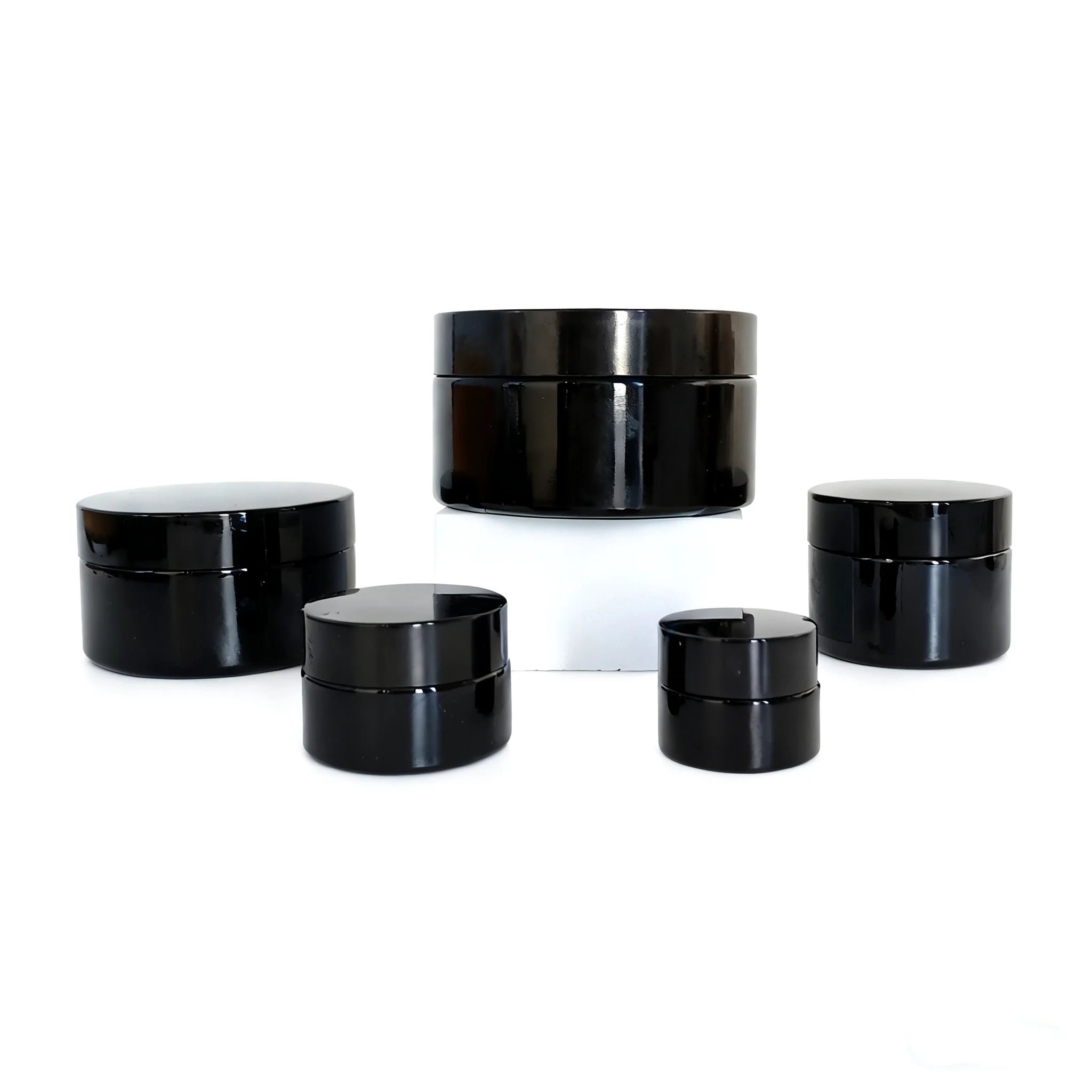 Custom Empty Wholesales Cosmetic 5ml 20ml 30ml 50ml 100ml 200ml UV Black Glass Jars for Cream with Lids M888 - 图片 2