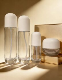 50ml 100ml 120ml Cosmetic Facial Oil Glass Bottle 30g 50g 100g Cream Jars with Airtight Lids Custom Logo Acceptable