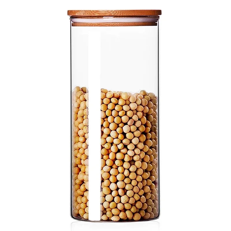 High Borosilicate Heat Resistant Airtight Food Spice Glass Storage Jar Container with Bamboo Lid R888 - 图片 5