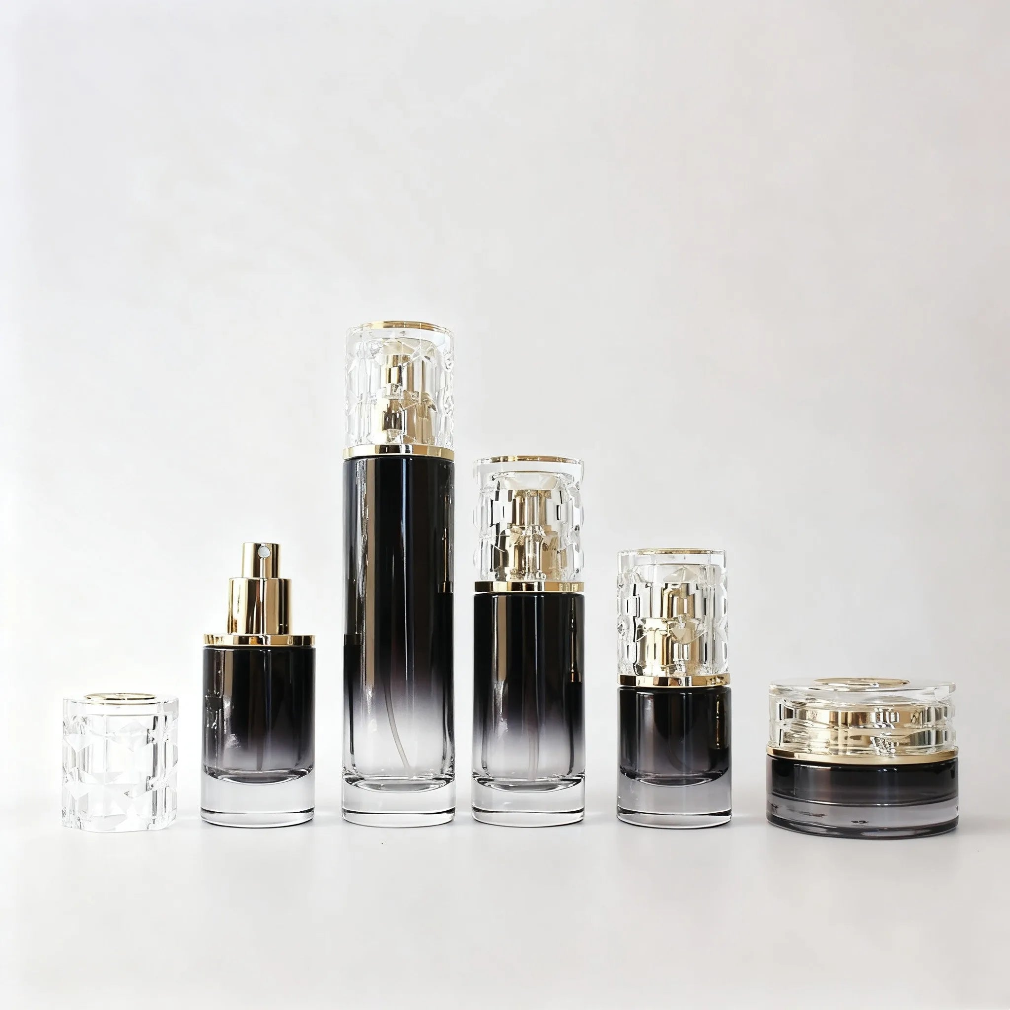 Luxury Glass Serum Bottle 20ml 30ml 50ml 100ml 120ml Gradient Black Cosmetic Lotion Bottle - 图片 3