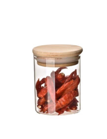 Custom Set Kitchen Organizer Storage Bottles Round Borosilicate Glass Spice Storage Jars With Bamboo Lids for Food