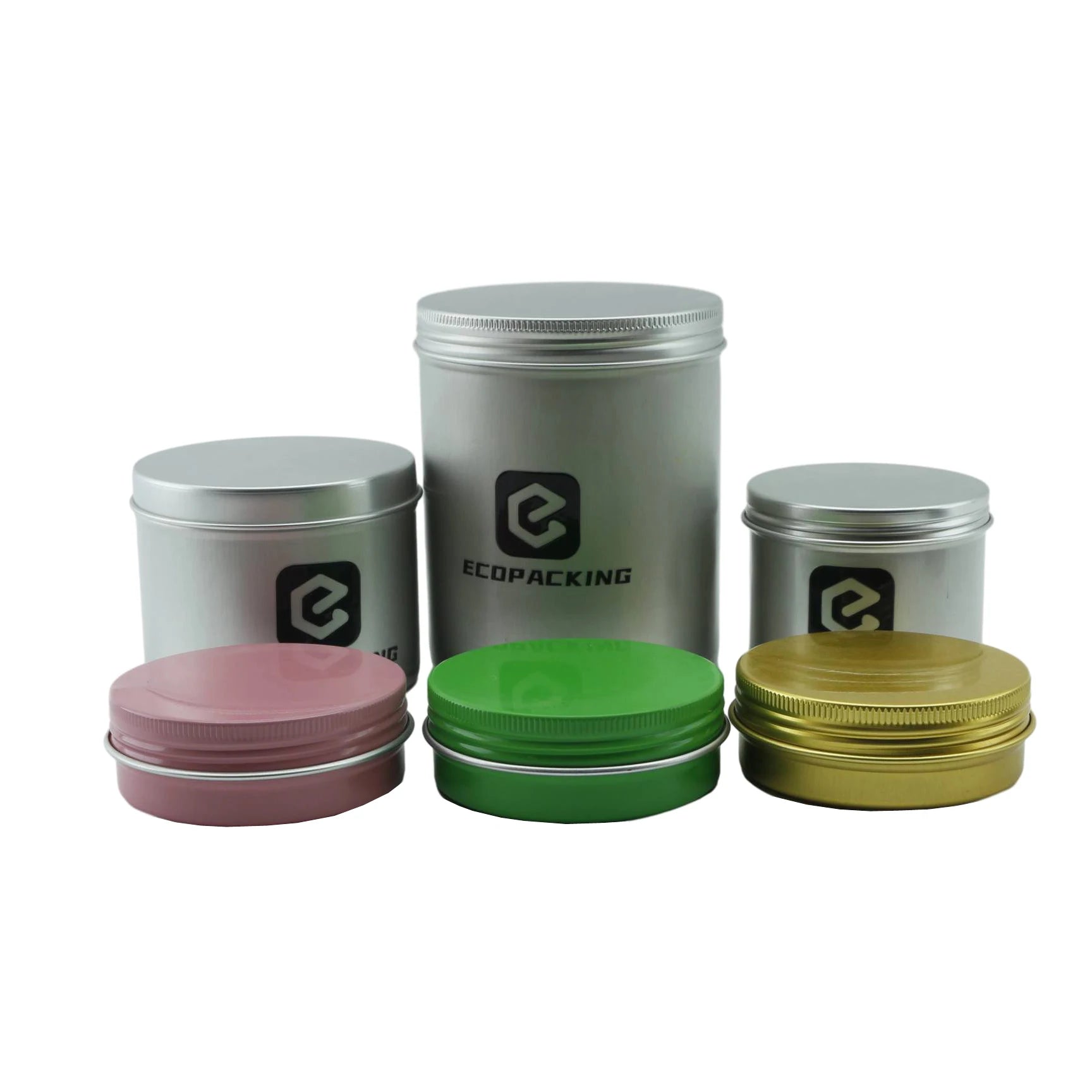 Wholesale 50ml 100ml 200ml 300ml 500ml pink Green Gold Silver Aluminum Cosmetic Tin Jar