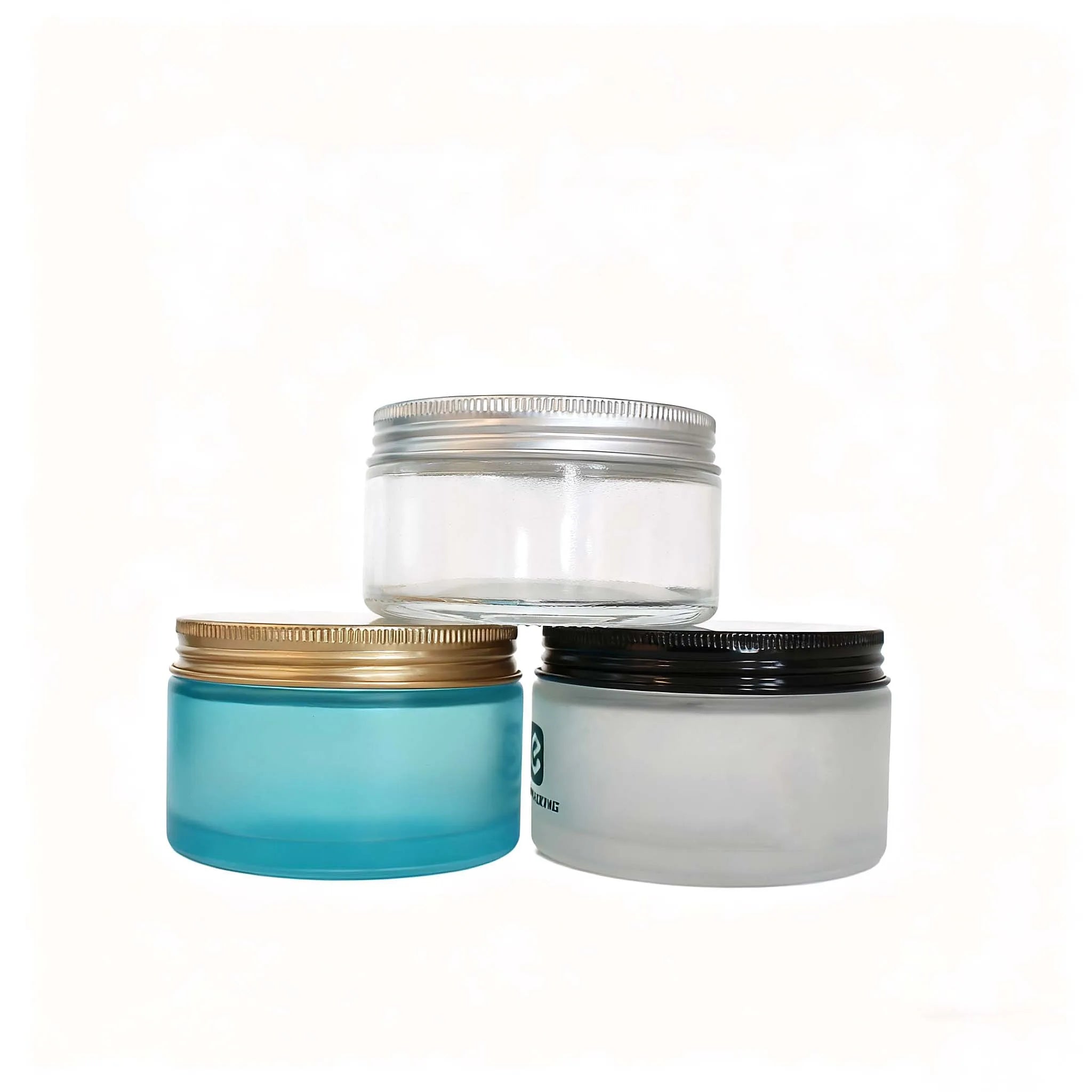 Body Butters Face Cream Frosted Large 200g 16oz Frosted Glass Jar with Lid Packaging - 图片 5